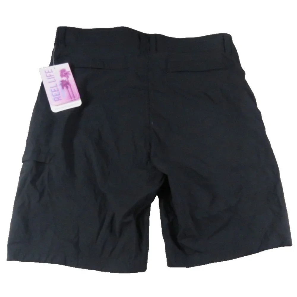 NWT Reel Life Riptide Fishing Shorts Men M Black Anthracite Stretch Board Hybrid